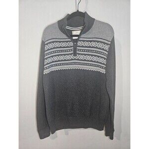 Men's Weatherproof Vintage Quarter-zip Nordic Pattern Size M Gray and White